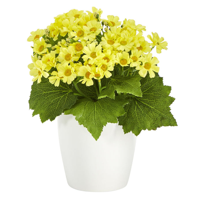 10” Daisy Artificial Plant in White Planter