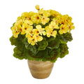 11in. UV Resistant Artificial Geranium in Ceramic Planter (Indoor/Outdoor)