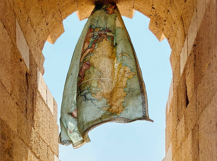'1914 Nautical World Map' Linen Napkin, 50x50cm