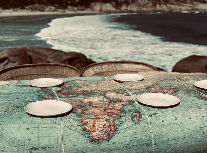 '1914 Nautical World Map' Linen Napkin, 50x50cm