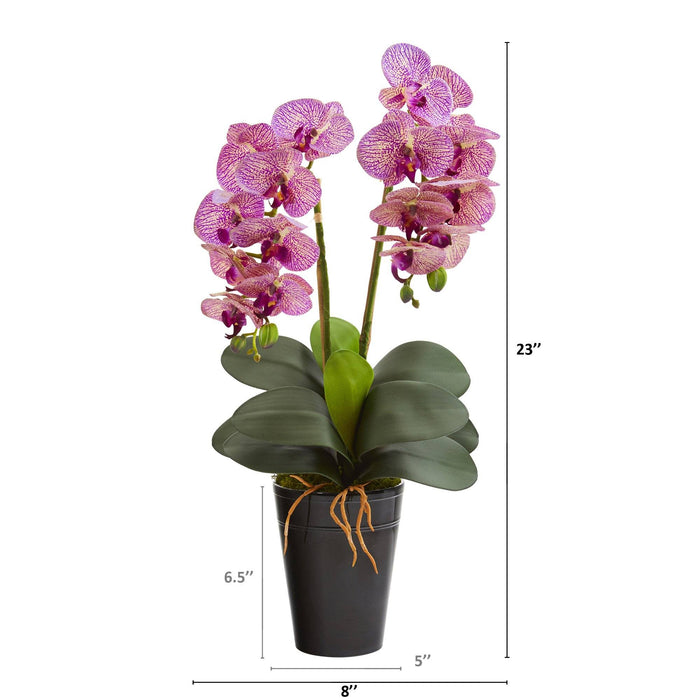 23” Double Phalaenopsis Orchid Artificial Arrangement in Vase