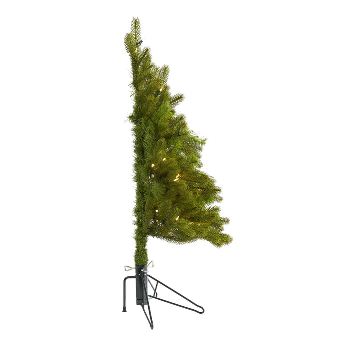 3' Cambridge Spruce Flat Back Artificial Christmas Tree with 50 Warm White (Multifunction) LED Lights and 113 Bendable Branches