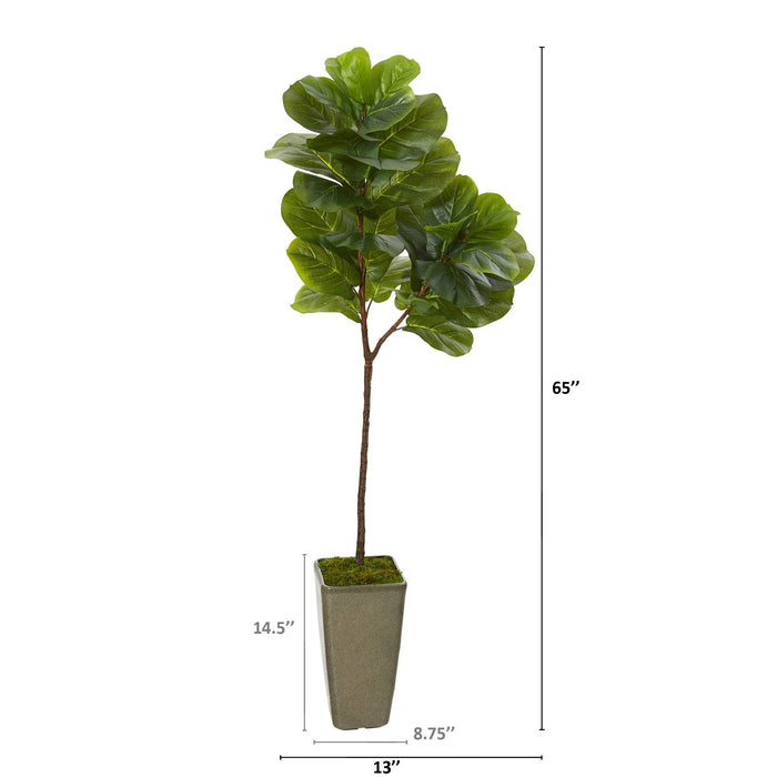 65” Fiddle Leaf Artificial Tree in Green Planter (Real Touch)