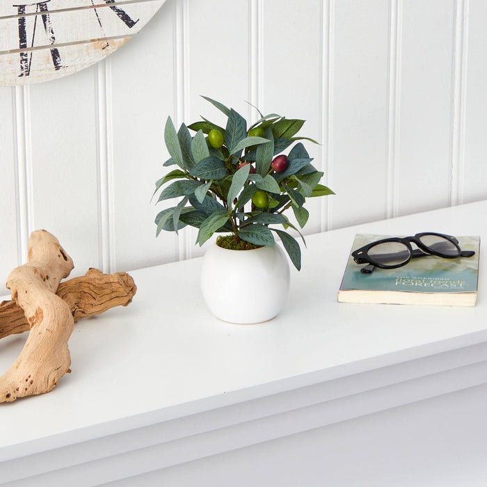 9” Olive Artificial Plant in Decorative Planter