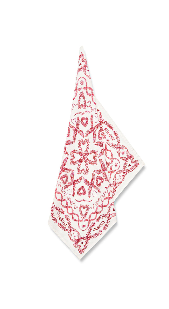 'Amour Bonheur' Linen Napkin, 50x50cm