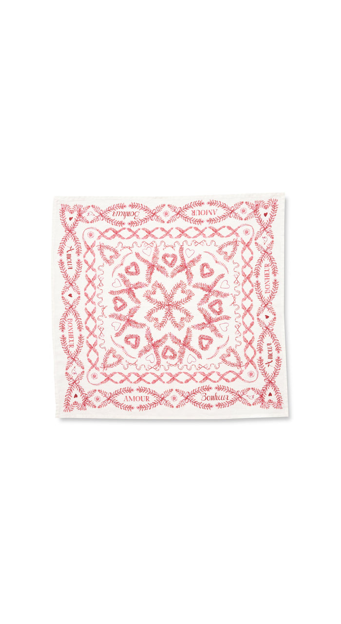 'Amour Bonheur' Linen Napkin, 50x50cm