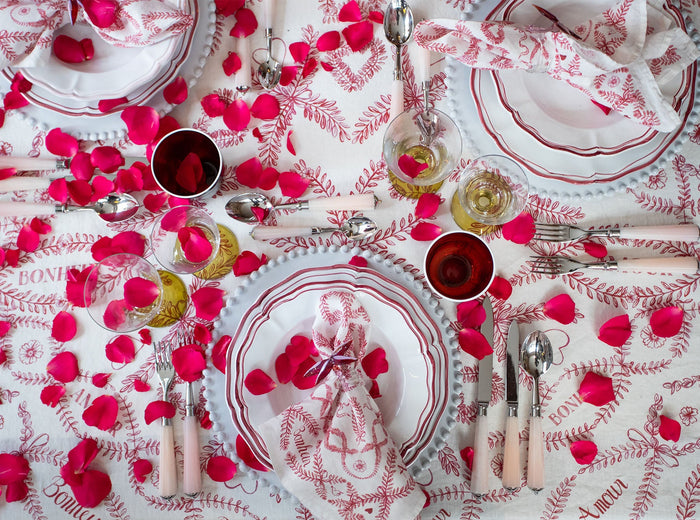 'Amour Bonheur' Linen Napkin, 50x50cm