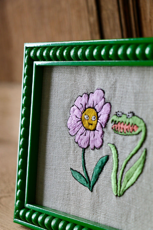 'Anemone Meets Venus'  - Framed Embroidery by Edith Cartoonist x Hannah Cummings