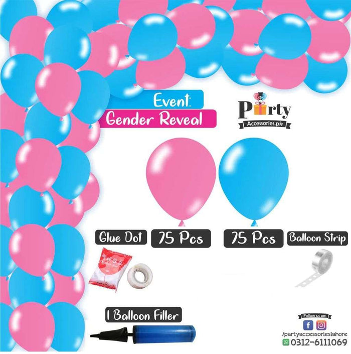 Balloon Arch Set Garland kit 150 balloons in Gender Reveal theme colors