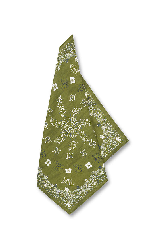 'Bandana' Linen Napkin in Avocado Green, 50x50cm