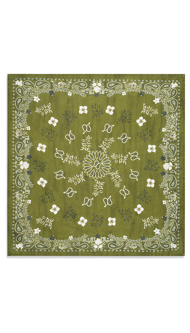 'Bandana' Linen Napkin in Avocado Green, 50x50cm