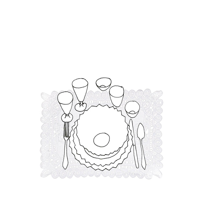 'Blanche' Lace Scalloped Placemat, 35x50cm