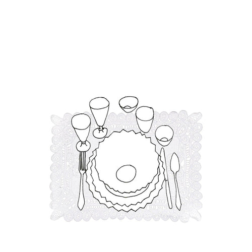 'Blanche' Lace Scalloped Placemat, 35x50cm