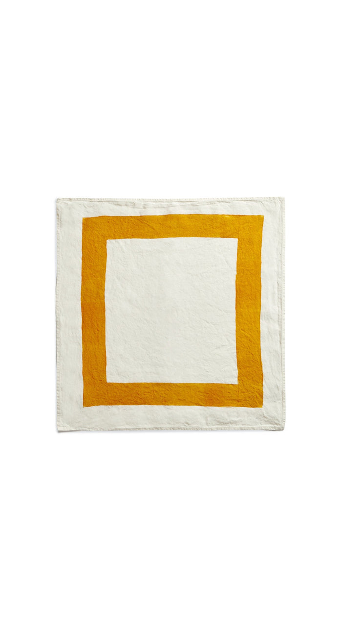 'Cornice' Linen Napkin in Mustard Yellow, 50x50cm