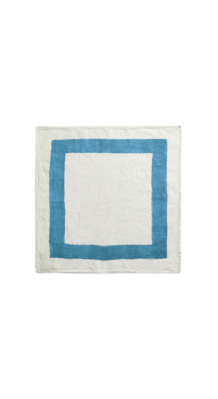 'Cornice' Linen Napkin in Sky Blue, 50x50cm