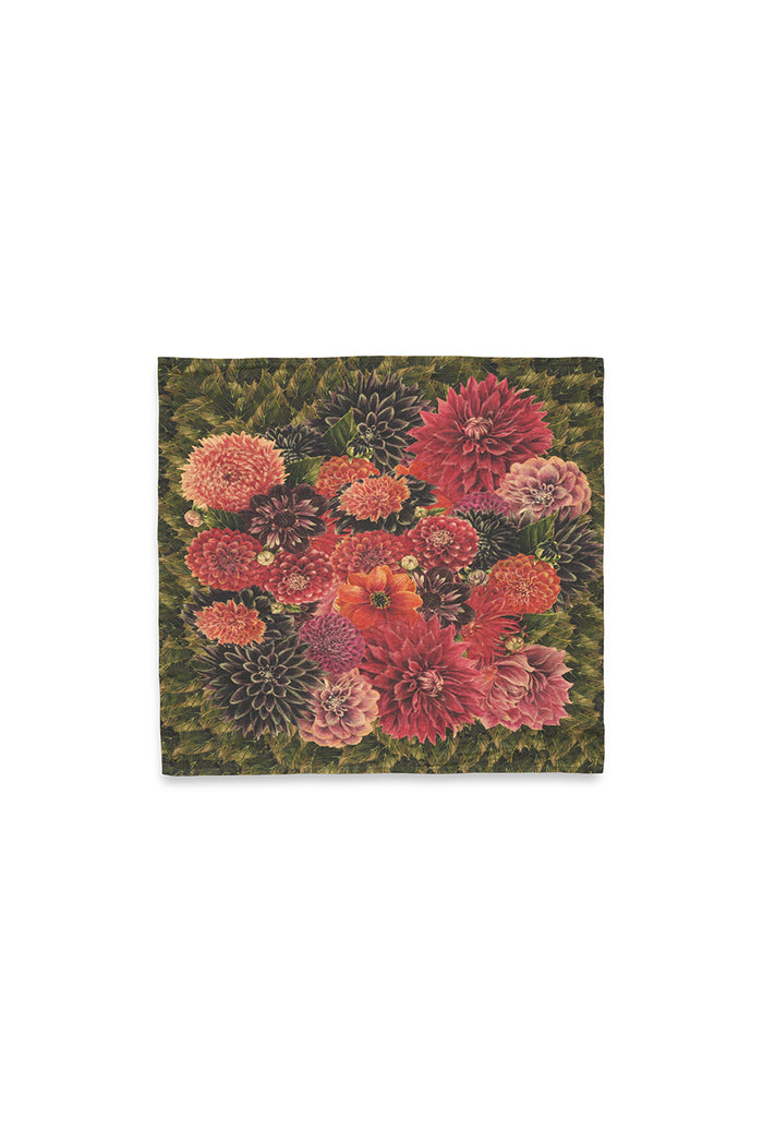 'Dahlia' Linen Napkin in Red & Purple, 50x50cm