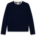 Double Trim Crew Jumper / Navy White