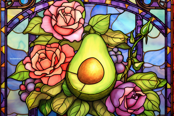 Dreamy Avocado Among Roses