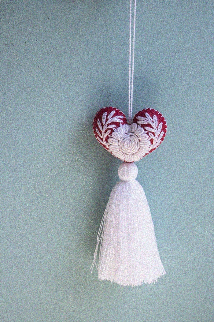 Embroidered Mexican Heart Tassel