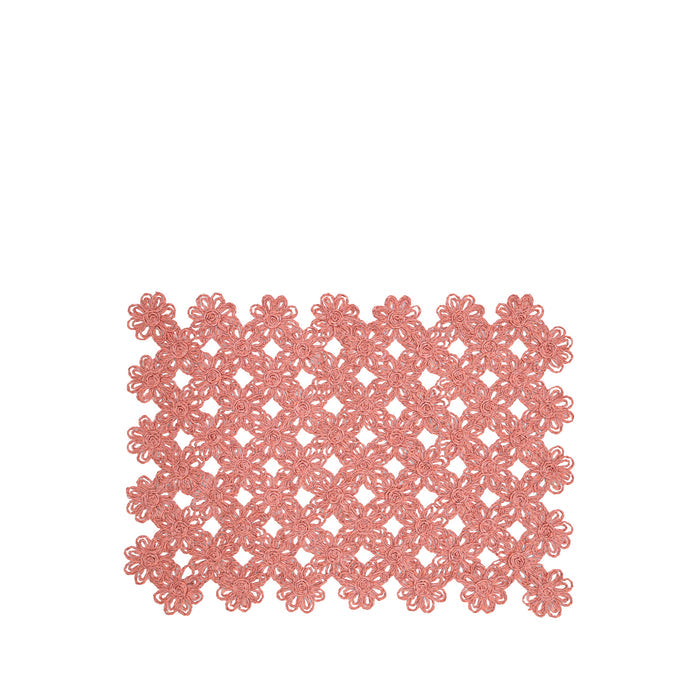 'Flora' Handwoven Flower Pink Straw Effect Placemat, 35 x 50cm