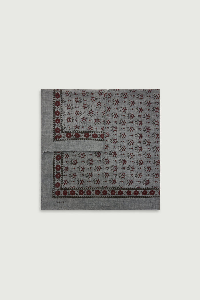 Foulard Wool Scarf - Grey/Khaki