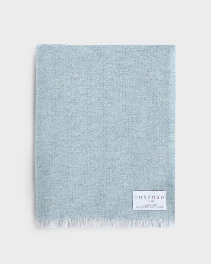 Foxford Extra-Large Lambswool Throw- Blue