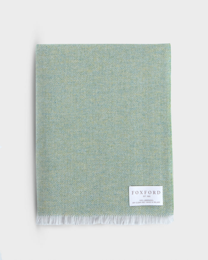 Foxford Extra-Large Lambswool Throw- Green