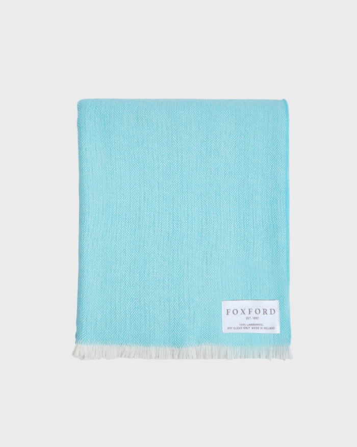 Foxford Extra-Large Lambswool Throw- Turquoise