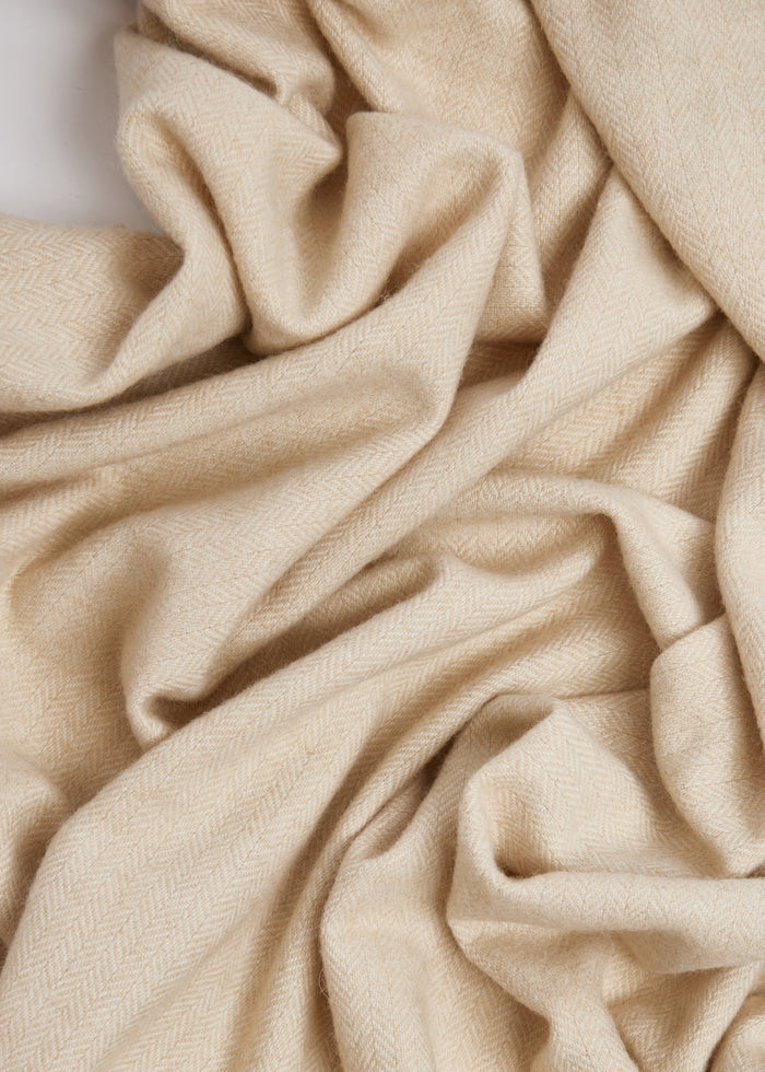 Foxford Extra-Large Lambswool Throw Blanket- Camel