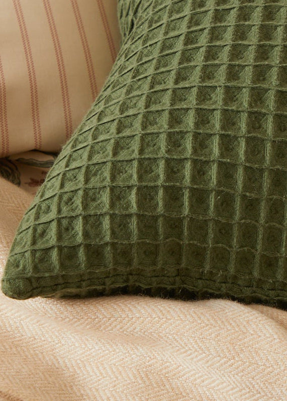 Foxford Honeycomb Cushion Green- Large