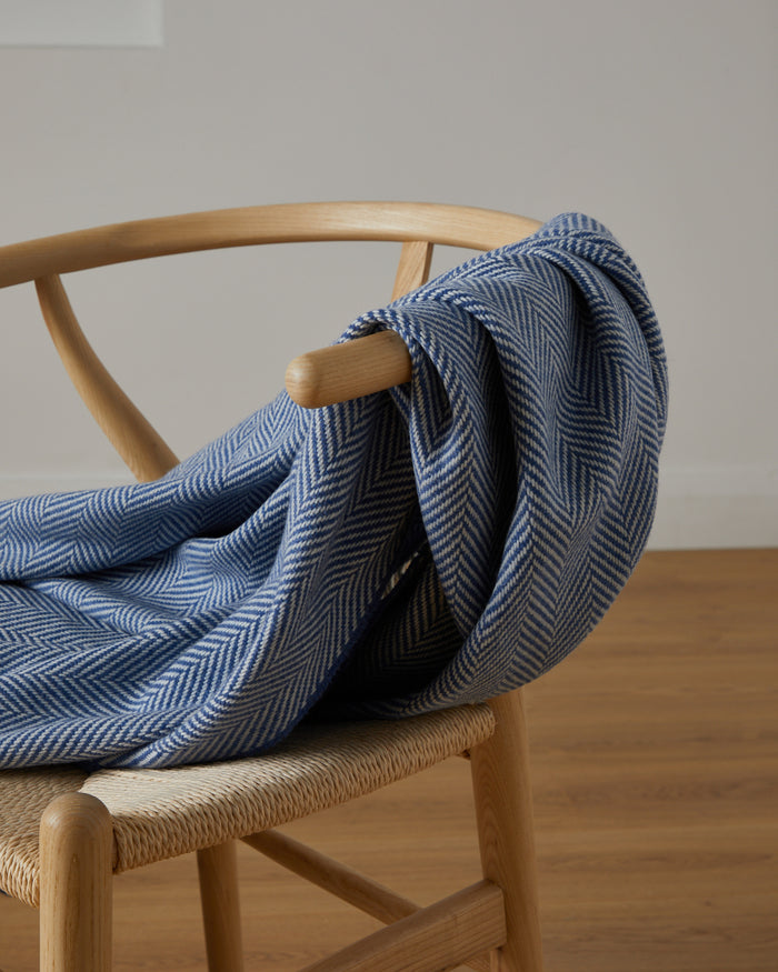 Cozy living room setup with the Foxford Inishmore Cashmere and Lambswool Throw on display