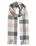 Foxford Neutral Block Check Lambswool Scarf