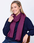 Foxford Solid Aubergine Fine Wool Cashmere Blend Scarf