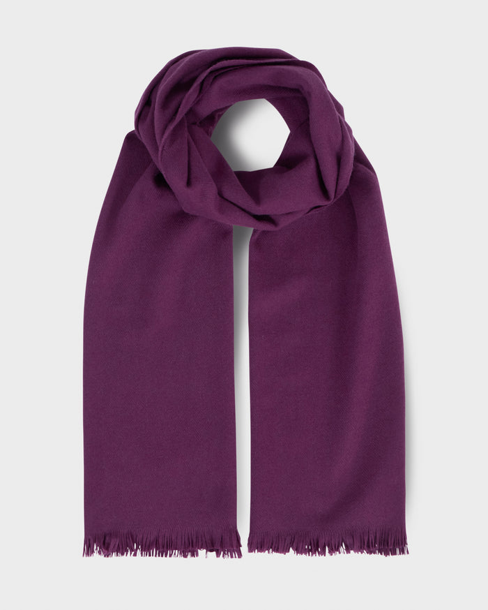 Foxford Solid Aubergine Fine Wool Cashmere Blend Scarf