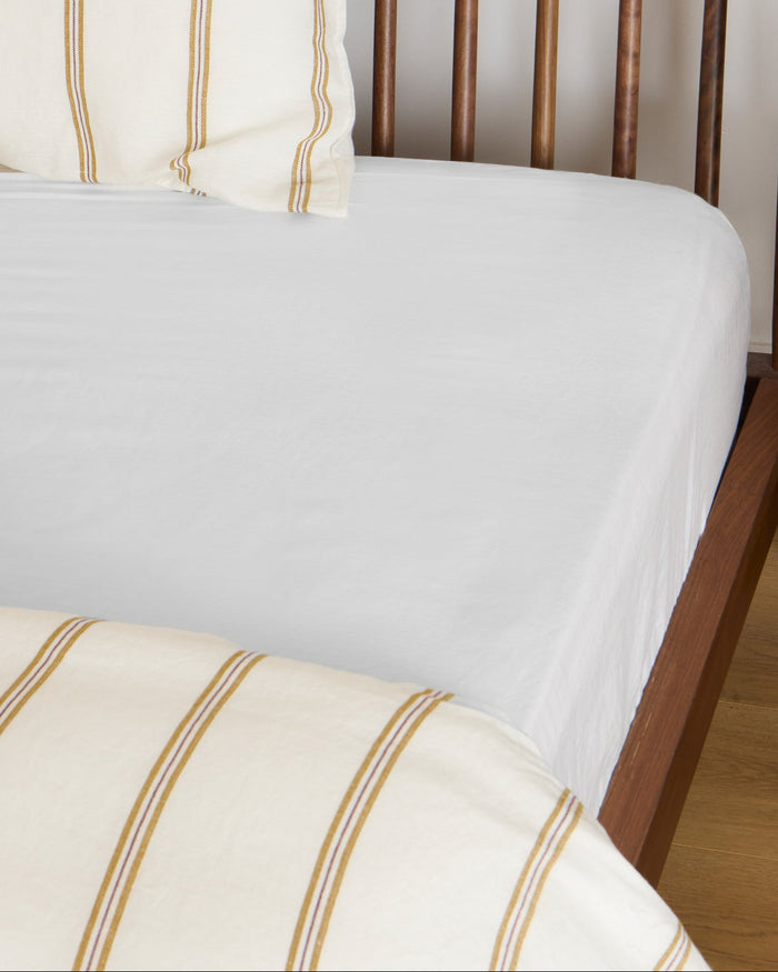 Foxford White Linen Blend Fitted Sheet