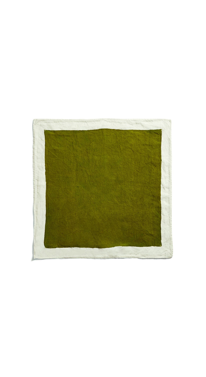 'Full Field' Linen Napkin in Avocado Green, 50x50cm