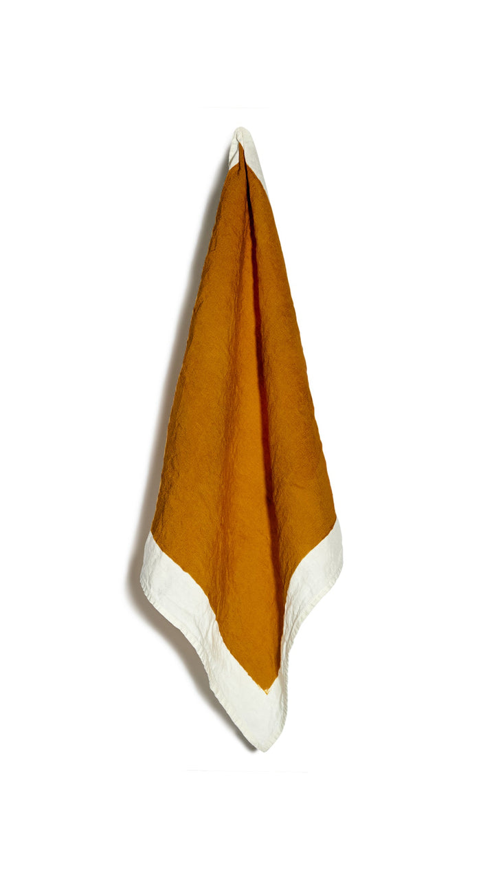 'Full Field' Linen Napkin in Mustard Yellow, 50x50cm