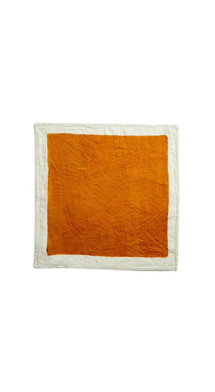 'Full Field' Linen Napkin in Mustard Yellow, 50x50cm