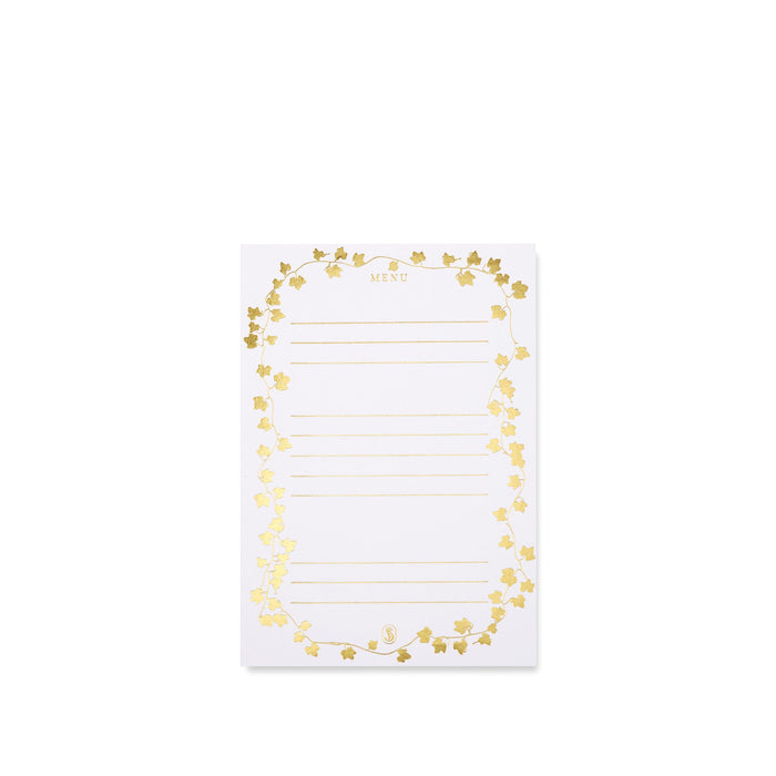 'Ivy' Table Menu in Gold, Set of 12