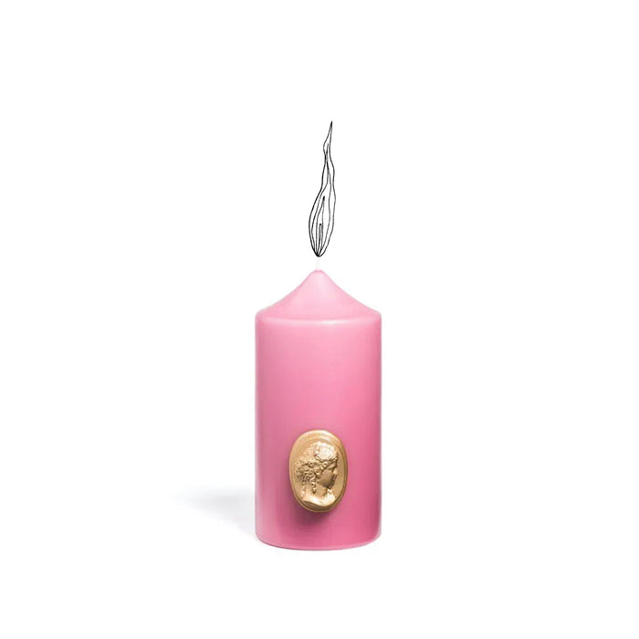 'Madame de Pompadour' Cameo Pillar Candle in Pink by Trudon, 15cm