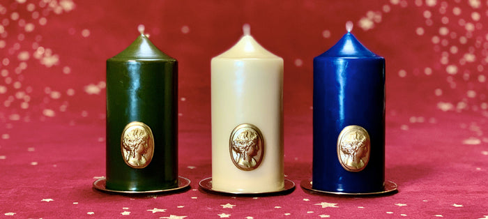 'Madame de Pompadour' Cameo Pillar Candle in Stone by Trudon, 15cm