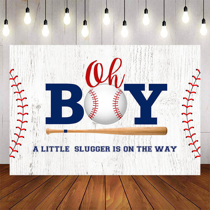 Mocsicka A Little Slugger is on the Way Oh Boy Baby Shower Banners-Mocsicka Party