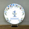 Mocsicka Blue Flowers and Dots Happy 1st Birthday Round Cover-Mocsicka Party