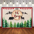 Mocsicka Forest and Bear Oh Boy Baby Shower Backdrop-Mocsicka Party