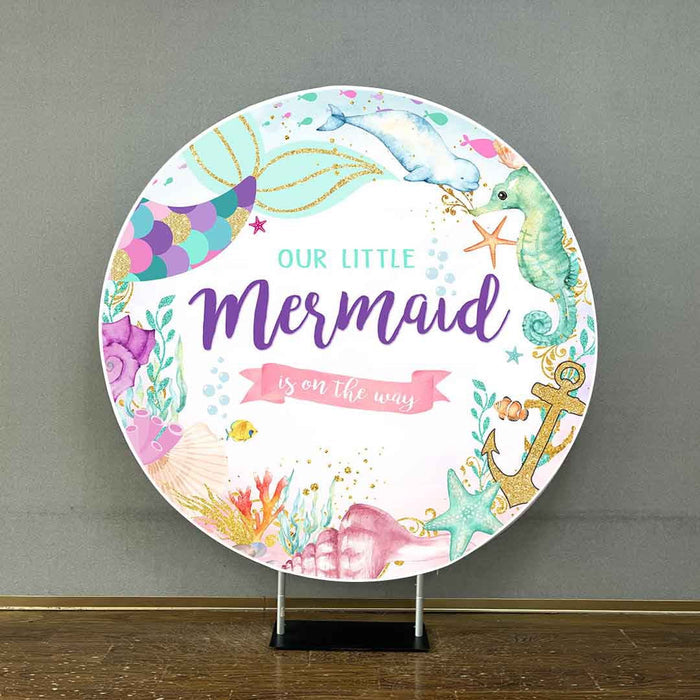 Mocsicka Little Mermaid Baby Shower Round Cover-Mocsicka Party