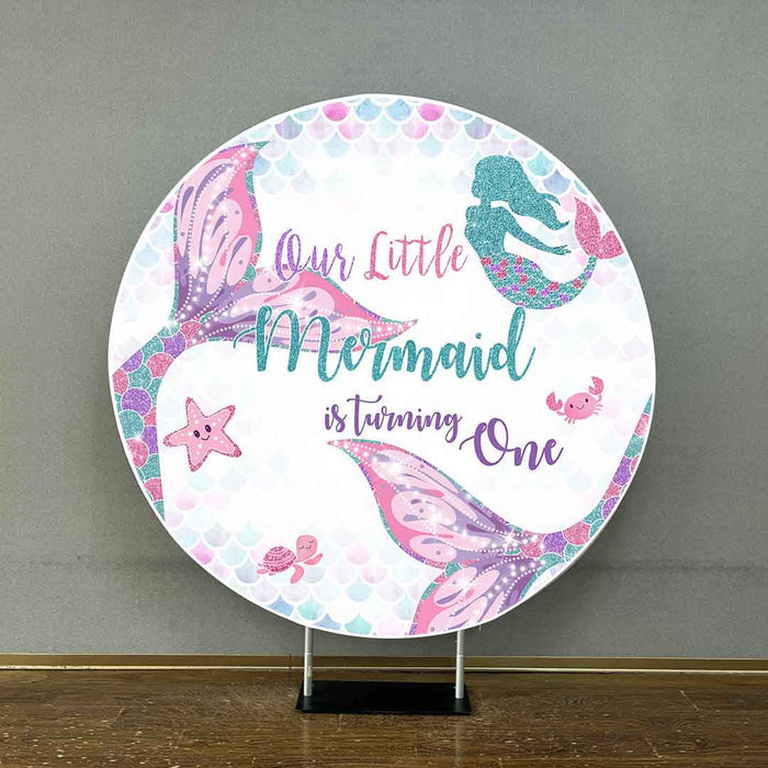 Mocsicka Mermaid Theme Happy 1st Birthday Round Cover-Mocsicka Party