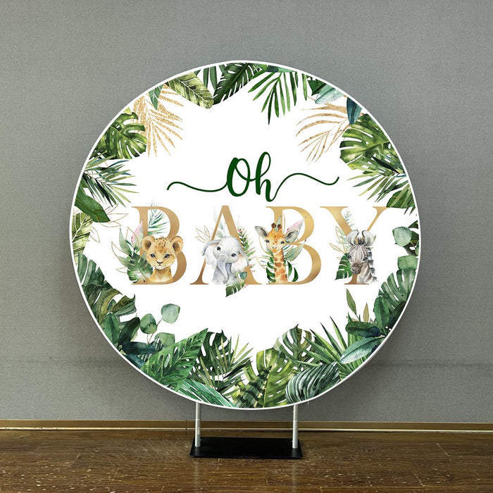 Mocsicka Plam Leaves and Little Animals Oh Baby Round Cover