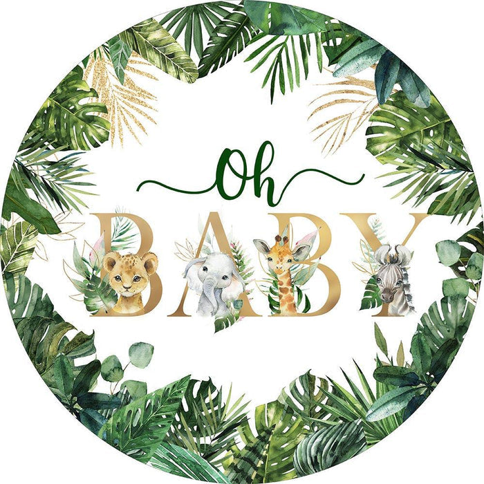 Mocsicka Plam Leaves and Little Animals Oh Baby Round Cover