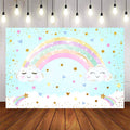 Mocsicka Rainbow and Gloden Star Happy Birthday Backdrop-Mocsicka Party