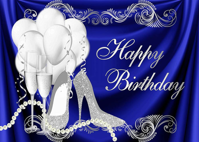 Mocsicka Royal Blue Happy Birthday Party Backdrop-Mocsicka Party